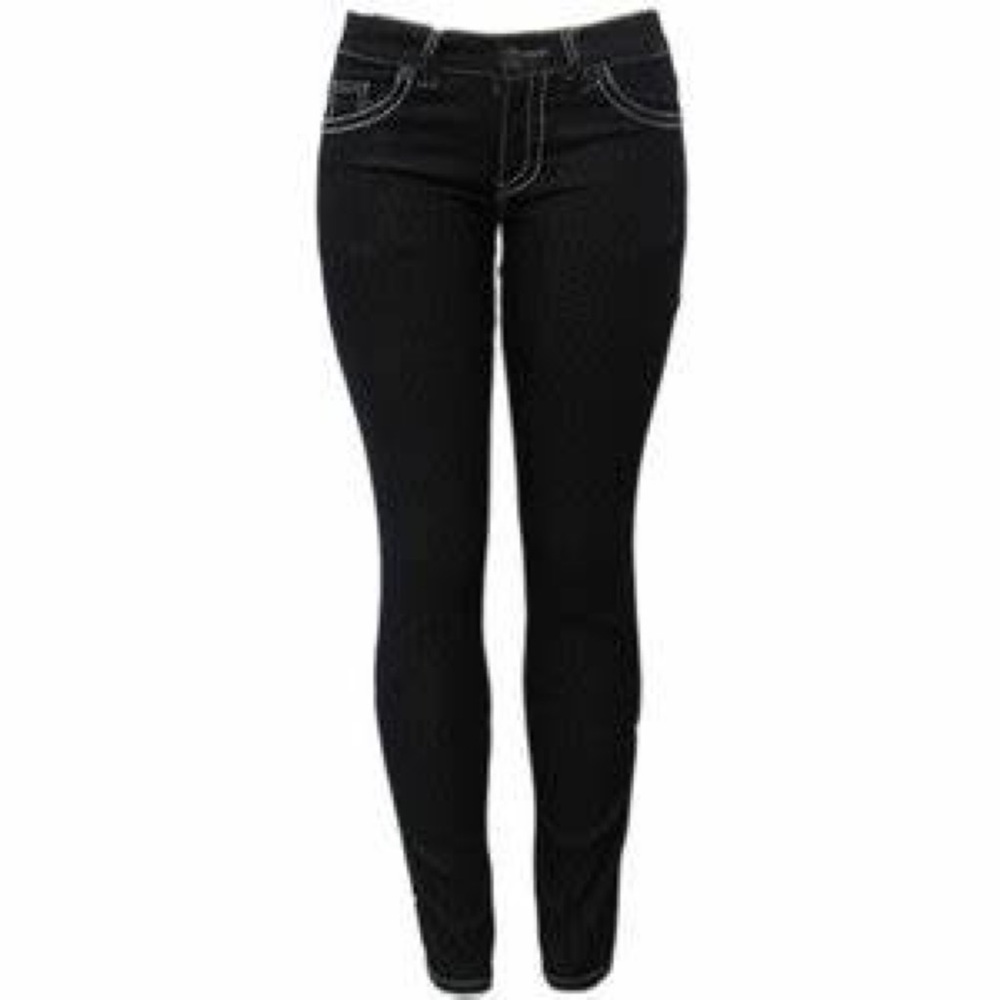 Vanity black skinny jeans with white stiching